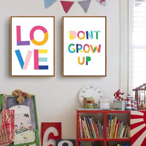 Watercolour Cartoon Letter Poster Canvas Painting Nursery Kids Room Modern Home Decoration Wall Art Unframed Pictures