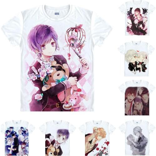 Coolprint Anime Shirt DIABOLIK LOVERS Diaborikku Ravazu T-Shirts Short Sleeve Komori Yui Sakamaki Kanato Cosplay Motivs Shirts