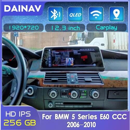 256GB 12.3 inch 2 din Android Car Radio Multimedia Player for BMW 5 Series E60 CCC 2006-2010 Car Stereo Autoradio Auto Audio
