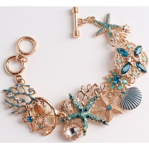 Juorest Boho Sea Bracelets for Women Trendy Starfish Conch Shell Bracelet Fashion Ocean Summer Beach Accessories Layer Bracelets