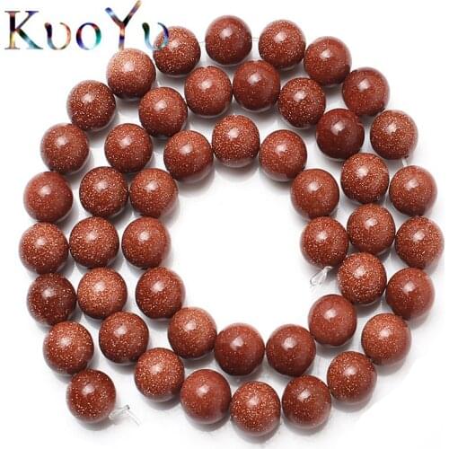 Natural Stone Beads Golden Sand Round Loose Beads For Jewelry Making 15.5 inches 4/6/8/10/12 mm DIY Bracelet Necklace Wholesale