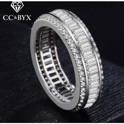 CC S925 Silver Rings For Women Simple Luxury Cubic Zirconia Wedding Ring Bridal Engagement Fashion Jewelry Drop Shipping CC1486