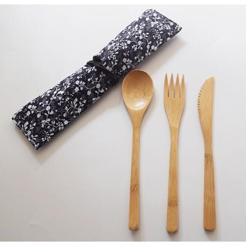 Wooden Spoons Baby Feeding Spoon Fork Set Toddler Infant Tableware Flatware Kids Cutlery Children Learning Dishes