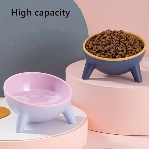 Cat Dog Bowl Non-slip With Stand Cat Bowl Safeguard Neck Puppy Cats Feeder 15 Degrees Tilted Cats Food Drink Water Feeder Dish