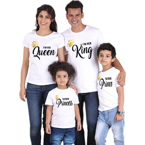 Family Look Tshirt KING father QUEEN Mother PRINCE Son PRINCESS Daughter fashion daddy mommy baby Family Matching Clothes outfit