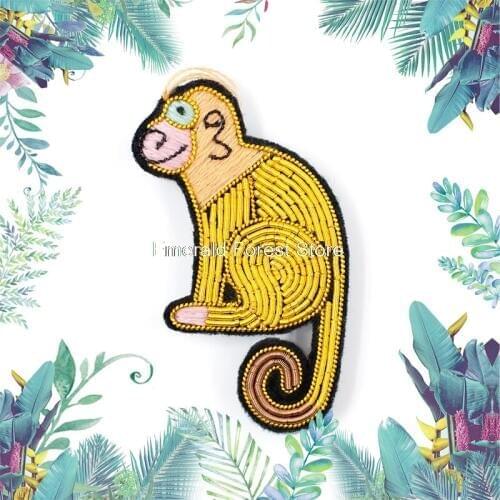 Indian tin wire handmade rust badge Golden Mouth Monkey Brooch Jewelry