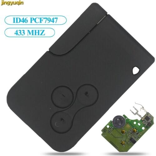 Jingyuqin Smart Car Key FOB 433Mhz PCF7947 ID46 Chip PCB For Renault Megane 2 Scenic Card II Grand 2003-2008 Emergency Blade