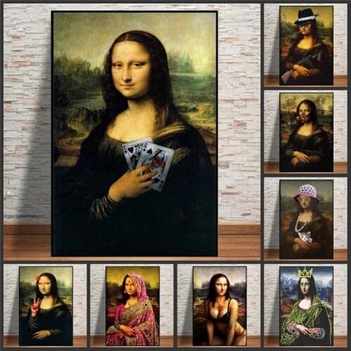 Funny Spoof Mona Lisa Modern Art Painting Poster Printmaking HD Pictures Printed on Canvas Used for Room Home Decor Wall Art