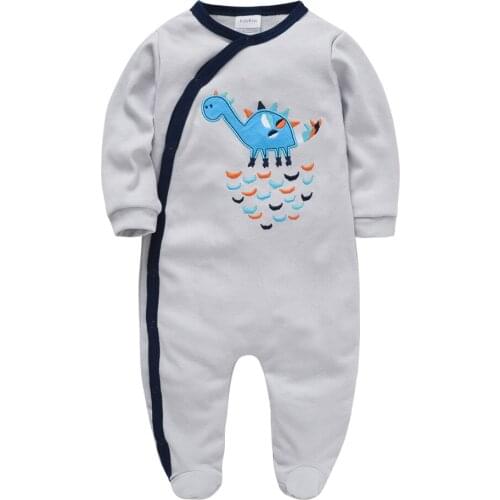 Kavkas Newborn Baby Boy Romper Cute Animal Printed 100% Cotton Long Sleeve Baby Clothes Infant Pajamas