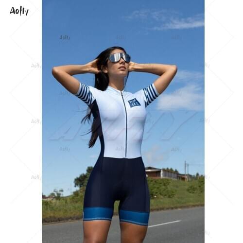 Kafitt Team 2020 Light Blue Female Cycling Suit Sexy Jumpsuit Women Men Sports Skinsuit Benfica Triathlon Woman Race Bike Gel