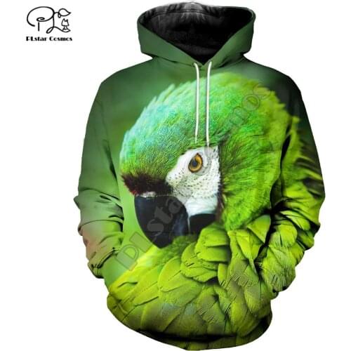 PLstar Cosmos Colorful Parrot 3D Printed Hoodies Casual Men/Women Zipper Hooded Funny Animal Unisex Brand Streetwear Apparel P30