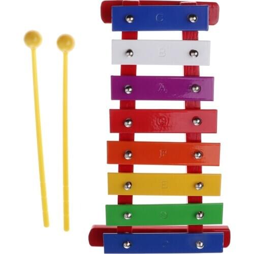 8 Tones Hand-held Xylophone Glockenspiel w/ Mallets Children Kids Early Educational Toys Kids Musical Instrument Toy