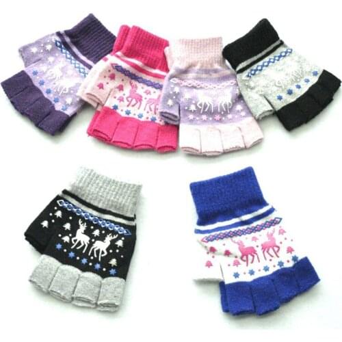 Wecute Youth Gloves for 12years Teenager Ridding Gloves Leaky Finger Gloves Winter Warm Thick Gloves Soft Knit Christmas Tree