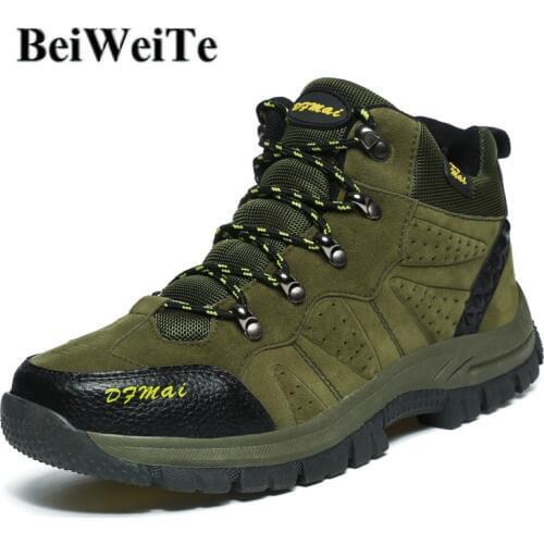 Men Big Size Hiking Boots Hunting Trekking Climbing Outdoor Sneakers For Male 2018 Winter Trail Walking High Top Mountain Shoes