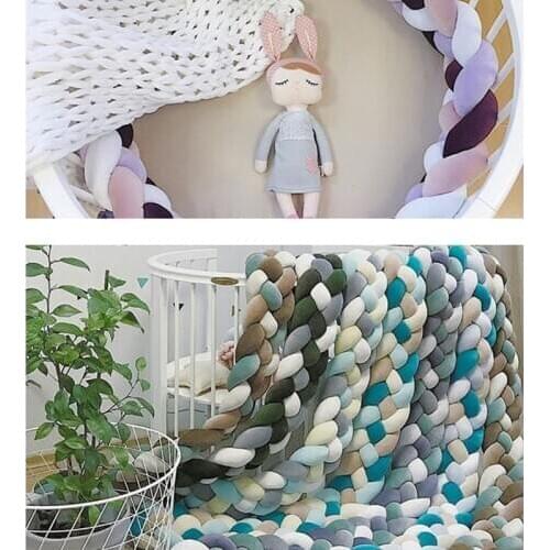 2M3M 4 Knot Soft Baby Bed Bumper Crib Sides 4 Braid 2 Meter Newborn Crib Pad Protection Cot Bumpers Bedding for Infant