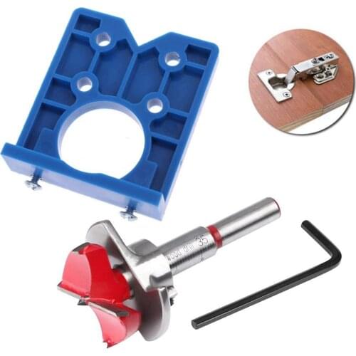 Hinge Hole Drilling Bit 35mm Hinge Hole Jig Drill Guide Set DIY Woodworking Door Hole Opener Concealed Hinges Guide
