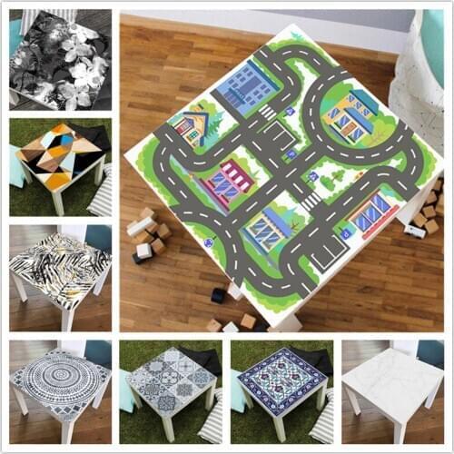 55x55cm Cartoon City Traffic Table Sticker DIY Waterproof Desk Decals Self-adhesive Kitchen Dining Room Decorative Table Cover