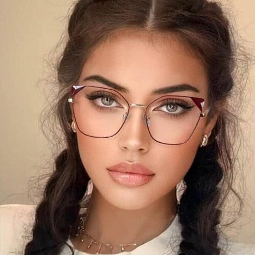 2021 New Fashion Sexy Red Square Anti-blue Glasses Women Vintage Metal Comfortable Optical Eyeglasses Frame Female Spectacles