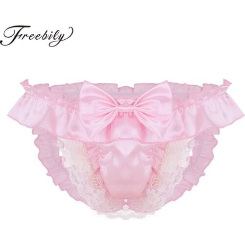 New Mens Lingerie Open Butt Sissy Panties Soft Satin Crotchless Low Rise G-string Bikini Underwear Underpants Gay Sexy Panties