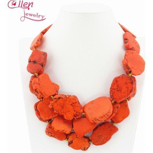Popular Nigerian Jewelry Necklace 3 Row Orange Necklace Beads Necklace Party Necklace Wedding Gift W1223