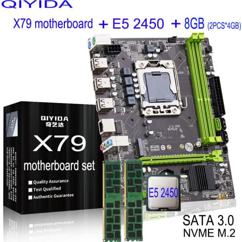 QIYIDA X79A motherboard set with LGA 1356 E5 2450 cpu 2pcs x 4GB = 8GB 1333MHz pc3 10600R DDR3 ECC REG memory ram