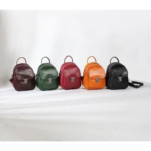 Retro Leisure Fashion Head Layer Cowhide Han Edition Luxury Women Bags Simple Casual Solid Color Travel Bag Classic Backbags