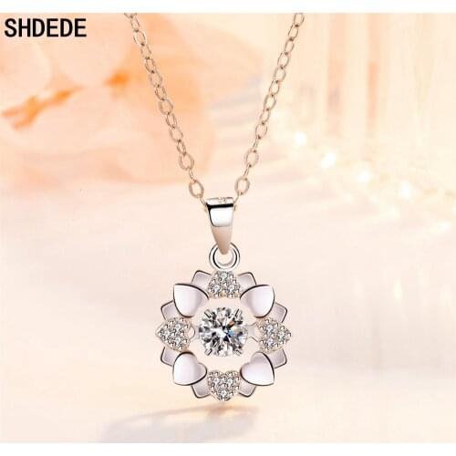 SHDEDE 45CM Short Necklace Pendent Round Heart Silver Embellished With Crystals From Swarovski Wedding Party Jewelry -WH154