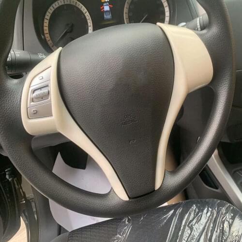 For Nissan Navara NP300 2017-2019 Carbon Fiber Interior Inner Steering Wheel Switch Button Panel Cover Trim Frame Decoration