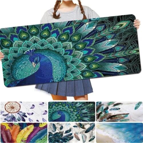 Waterproof PU Leather Feather Pattern Series Large Mouse Pad 30x60cm 30x80cm Anti-slip Game Mouse-pad High Quality Cheap