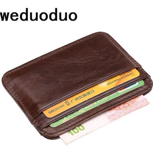 Weduoduo Brand Card Holder Super Soft Cow Leather Credit Card Holders Business Card Organizer Case Mini Men Coin Pocket Vintage