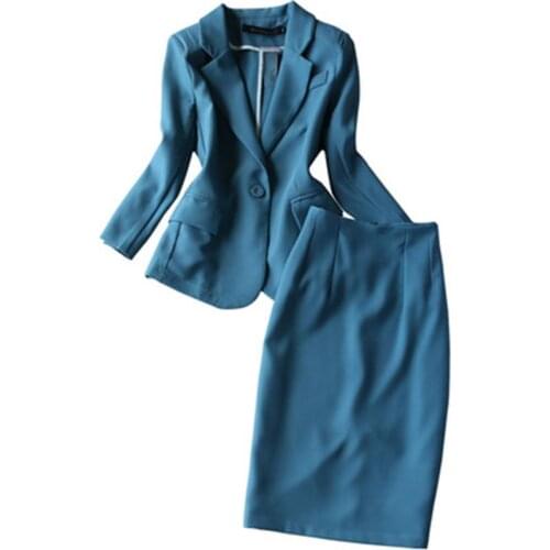 Summer fall New Korean Fashio green white Commuter OL Skirt Set women Suit + High Waist Skirt Ladies Two-piece Casual Suit women