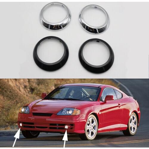 1 Pair Chrome or Black Front Fog Light Lamp Hoods Cover Frame Ring for hyundai Tiburon Coupe 2002 2003 2004 OEM 86553 2C000