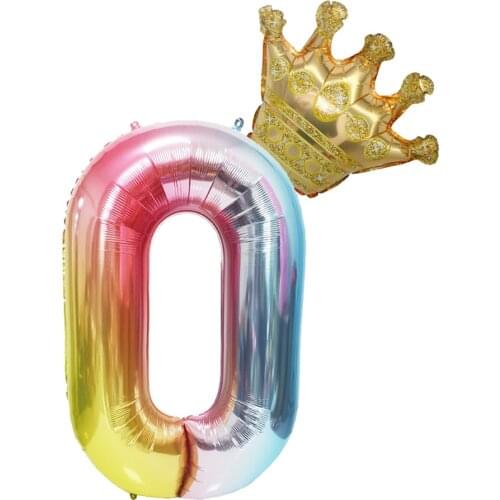 1pc 40inch Crown Number Colorful Foil Balloon for Birthday Party Celebration Baby Shower Anniversary Event Party Decor