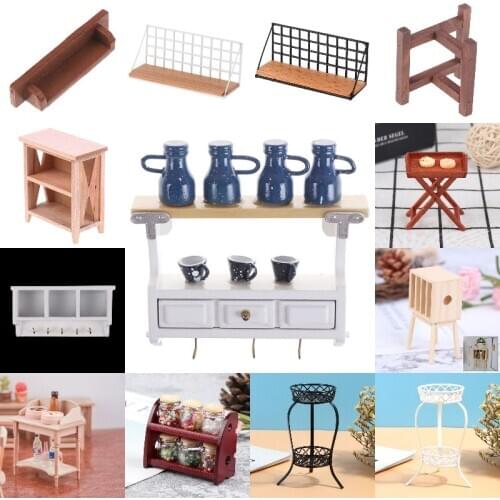 1Pc Miniature Storage Rack Cabinet Bathroom Liveroom Bedroom Kitchen Furniture Kits Home & Living For 1/12 Scale Dollhouse
