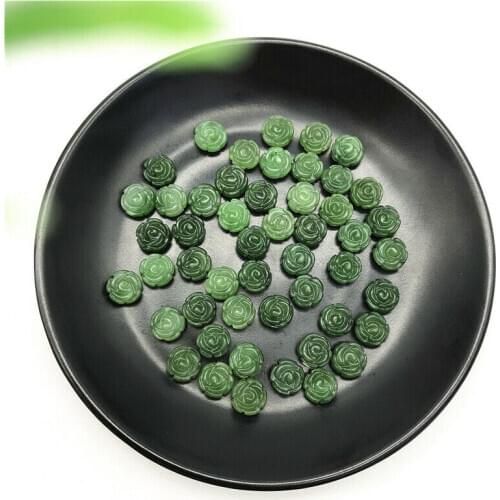 1pc Natural Green Jade Emerald Rose Flowers Shaped Crystal Stones Crafts Decor Natural Stones and Minerals