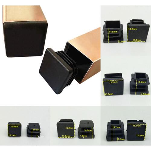 10Pcs Black Plastic Blanking End Caps Square Pipe Tube Cap Insert Plugs Bung For Furniture Tables Chairs Foot Pads Protector Cap