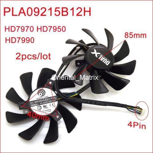 2pcs/lot PLA09215B12H 85mm VGA Fan 40x40x40mm For Sapphire HD7990 HD7970 HD7950 Graphics Card Cooling Fan 4Wires 4Pin