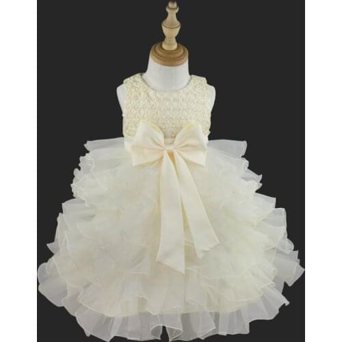 2021 Summer Big Bow Baby Girl Dress 1st Birthday Party Wedding Communion Dress For Girl Princess Evening Dresses Kids Clothes