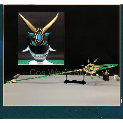 Anime Genshin Impact Xiao Cosplay Weapon Props Polearm Sword Spear Mask Helloween Carnival Wooden Props Animation Show