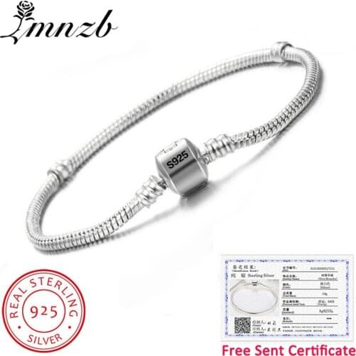 LMNZB With Certificate Women Luxury Charm Bracelets&Bangles Original 925 Solid Silver Chain Bracelet For Women Pulseira Feminina