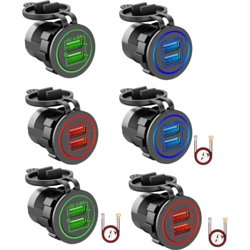 Dual USB Socket Outlet Press Switch 5V 4.8A Fast Charge