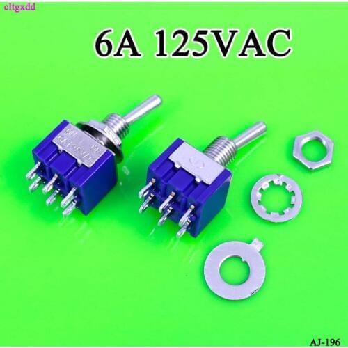 Cltgxdd 1PCS 6Pin Mini MTS202 Blue Toggle Switch DPDT 2 Positions ON-ON ON-OFF-ON250V 3A 125V 6A MTS-203