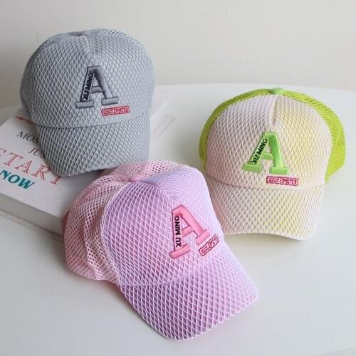 Embroidery Letter Kids Baseball Caps Summer Mesh Boys Girls Sun Hat Adjustable Outdoor Teenager Adult Hat
