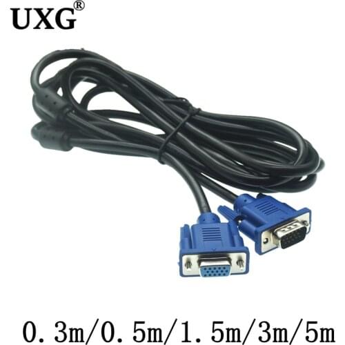 0.5m 1.5m 3m 5m Computer Monitor VGA to VGA Cable with HDB15 Male to HDB15 Female connector For PC TV Adapter Converter