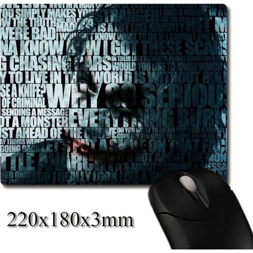 Classic Joker black and white poster printed Heavy weaving anti-slip rubber pad office mouse pad Coaster Party favor 220x180x3mm