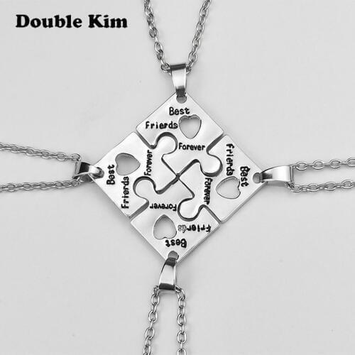 Classic Forever Best Friends Pendant Necklace Four Splicing Metal Stainless Steel Necklaces Custom A Gift for Your Best Friend