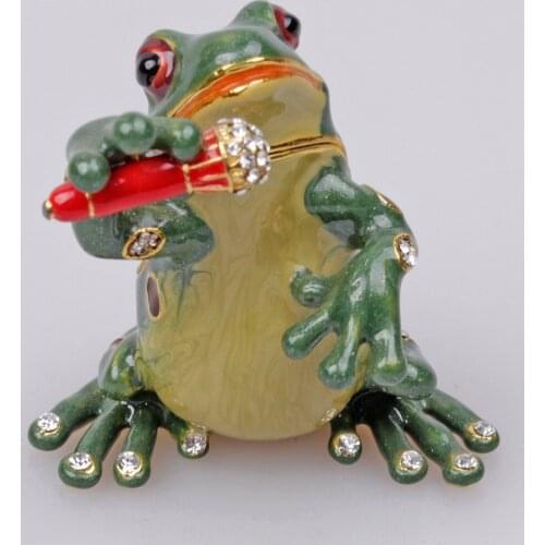 Singing Frog Bejeweled Collectible Trinket Jewelry Box
