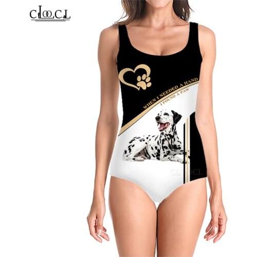 CLOOCL Summer Newest Dalmatian Dog 3D Printed Sleeveless Sexy Women Swimsuit Fashion Swimsuit Beach One Piece Swimwear