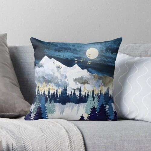 Moonlit Snow Throw Pillow Cushion Cover Polyester throw pillows case on sofa home living room car seat decor 45x45cm