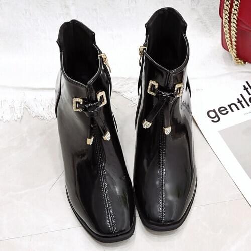 Fashion Ankle Boots mid-heeled Pointed Toe Women Spring Shoes Ladies Short Party Boots Elegant Short Booties zapatos U22-07